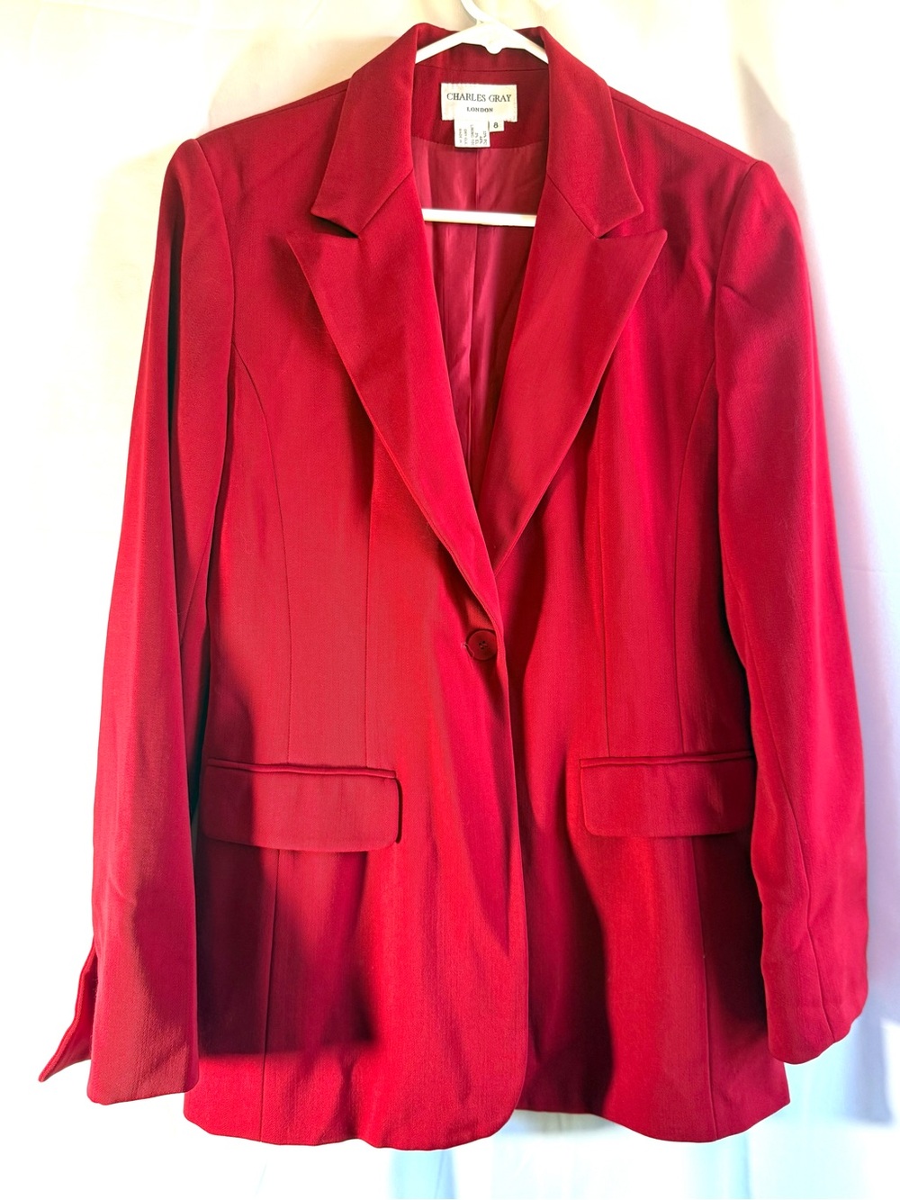 Charles Gray Women's Red Single-Button Blazer Size 8